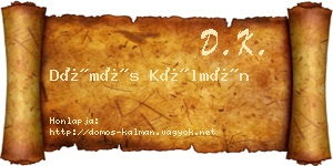 Dömös Kálmán névjegykártya